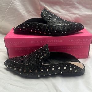 Kristin Cavallari Charlie mules, black with silver studs, size 8.5 women’s